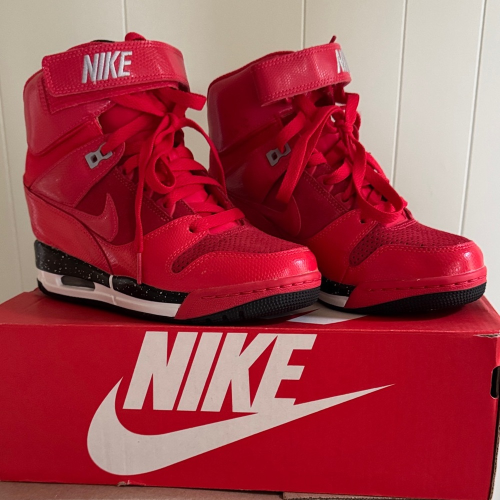 Nike Red and Black High-Top Sneakers